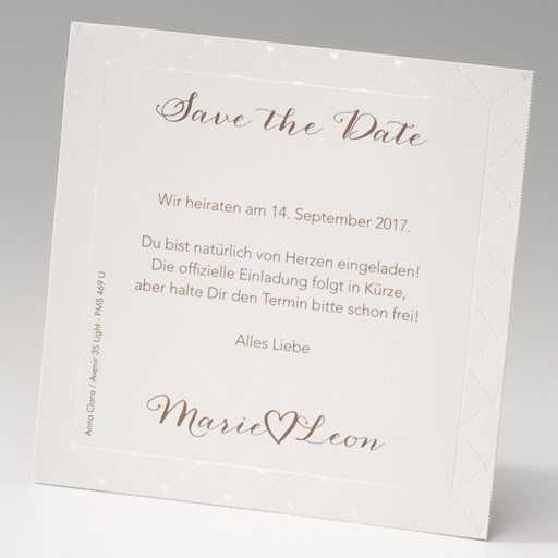 Save The Date Hochzeit
 Hochzeit Save the date Karte im 4er Bogen Diagonales