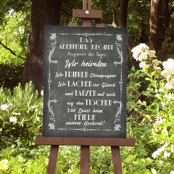 Schild Hochzeit
 Willkommen Hochzeit Schild Wir Heiraten Kreide Tafel