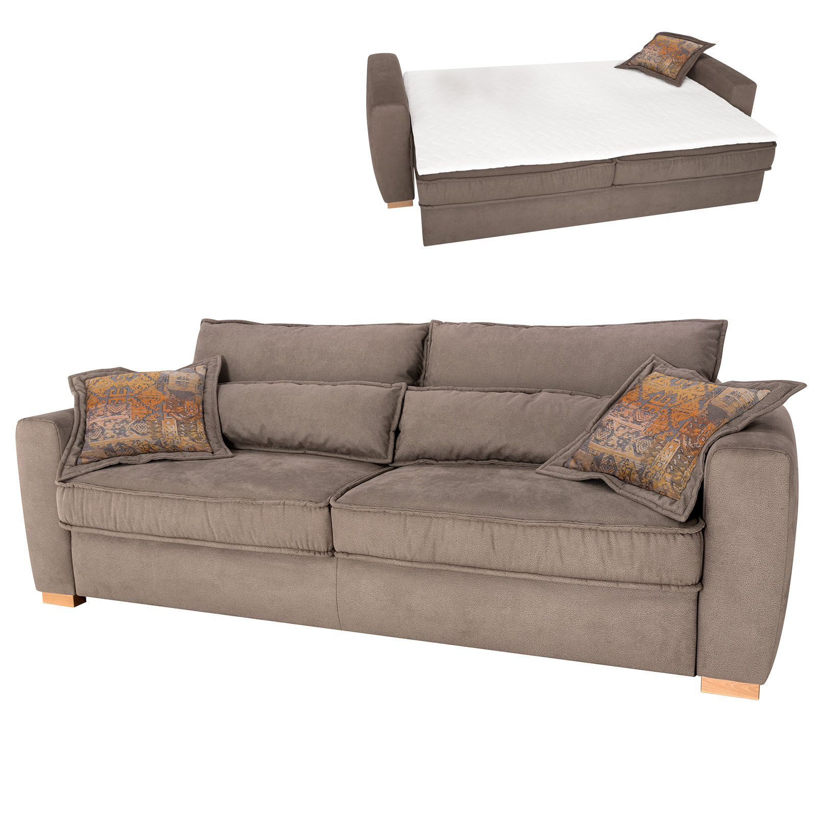 Schlafsofa Dauerschläfer
 Schlafsofa taupe mit Topper Dauerschläfer