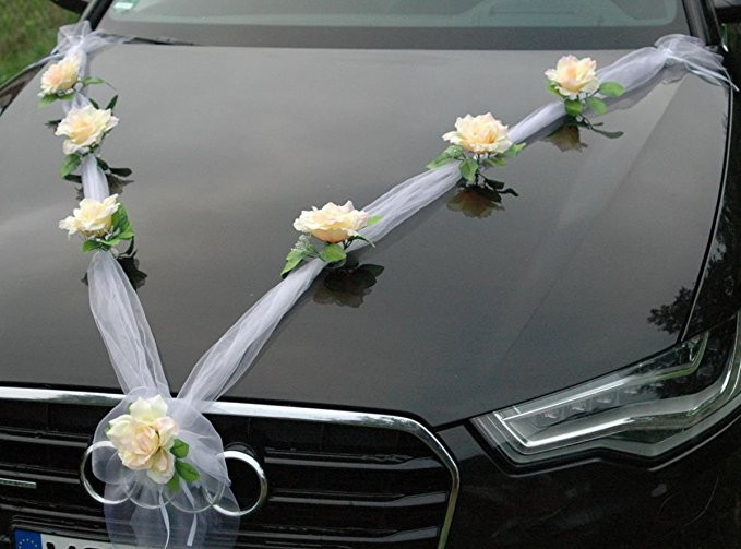 Schleife Auto Hochzeit
 ORGANZA M SCHLEIFE Auto Schmuck Braut Paar Rose Deko