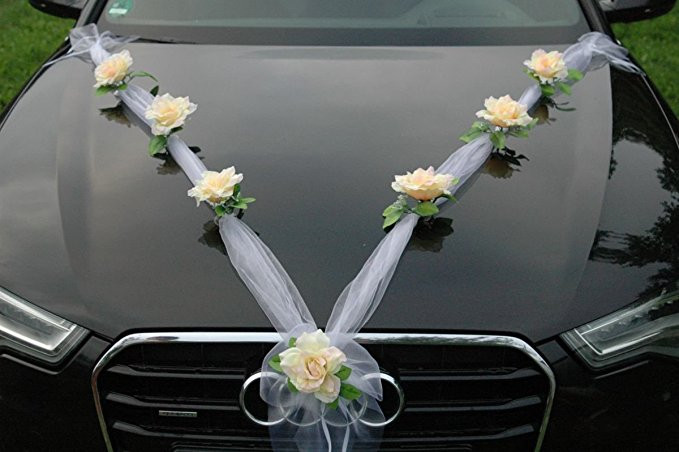 Schleife Auto Hochzeit
 ORGANZA M SCHLEIFE Auto Schmuck Braut Paar Rose Deko