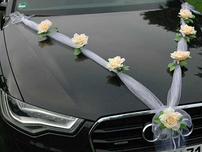 Schleife Auto Hochzeit
 ORGANZA M SCHLEIFE Auto Schmuck Braut Paar Rose Deko