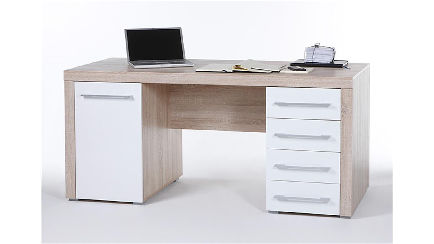 Schreibtisch Eiche
 Schreibtisch CUBE weiß und Sonoma Eiche Dekor