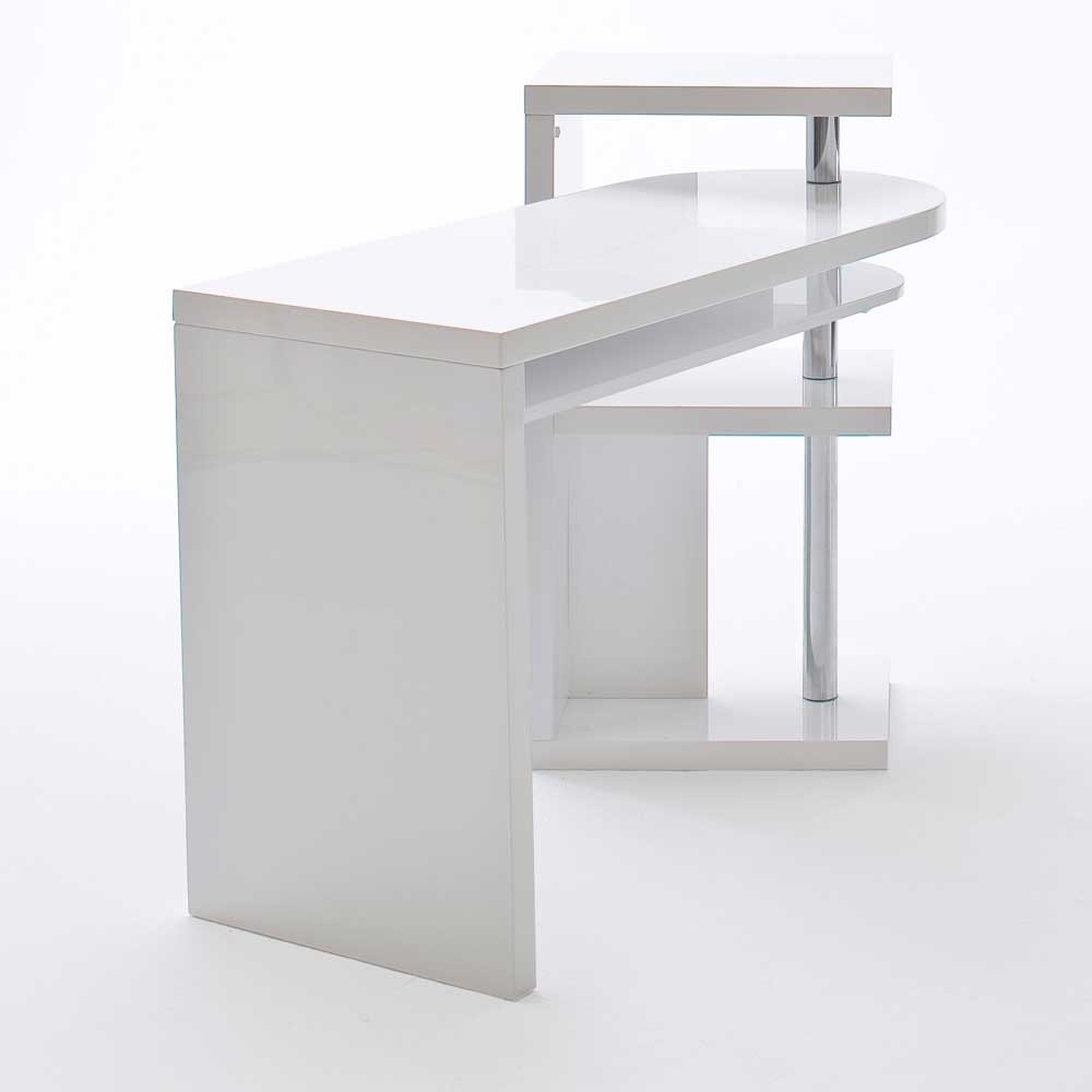 Schreibtisch Hochglanz Weiß
 Schreibtisch Mia in Weiß Hochglanz mit Regalteil