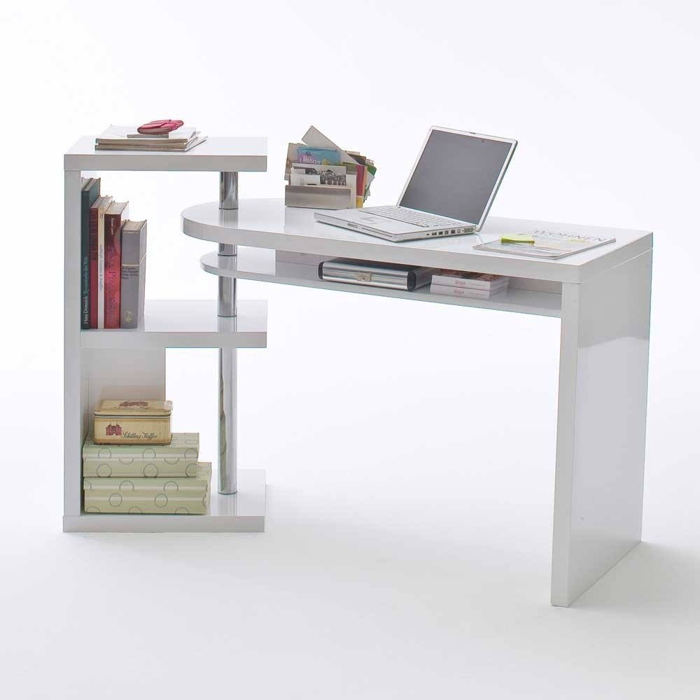 Schreibtisch Hochglanz Weiß
 Schreibtisch Mia in Weiß Hochglanz mit Regalteil