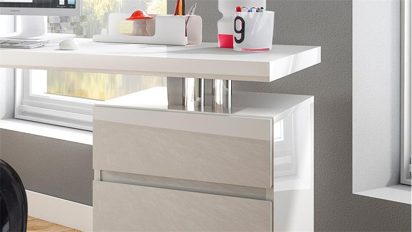 Schreibtisch Unterschrank
 Schreibtisch SPLIT mit Unterschrank weiß Hochglanz lackiert