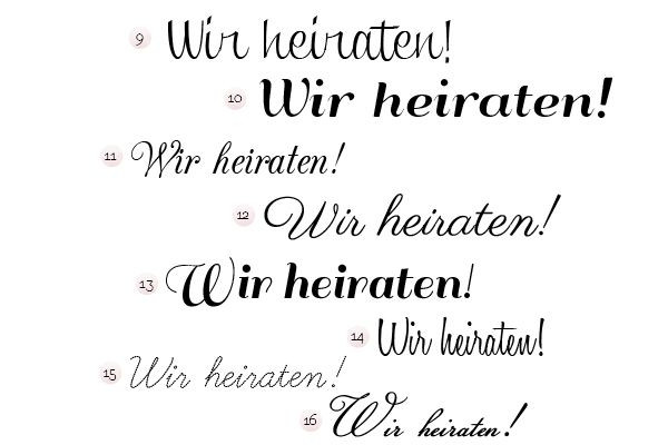 Schriftarten Hochzeit
 Schriftarten für Hochzeitseinladung Fräulein K