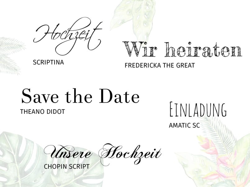 Schriftarten Hochzeit
 Die 20 schönsten Wedding Fonts für Eure Hochzeitskarten