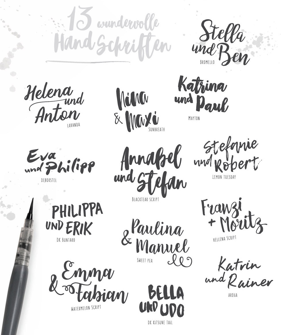 Schriftarten Hochzeit
 55 Schriften zum Download für eure Hochzeitseinladungen