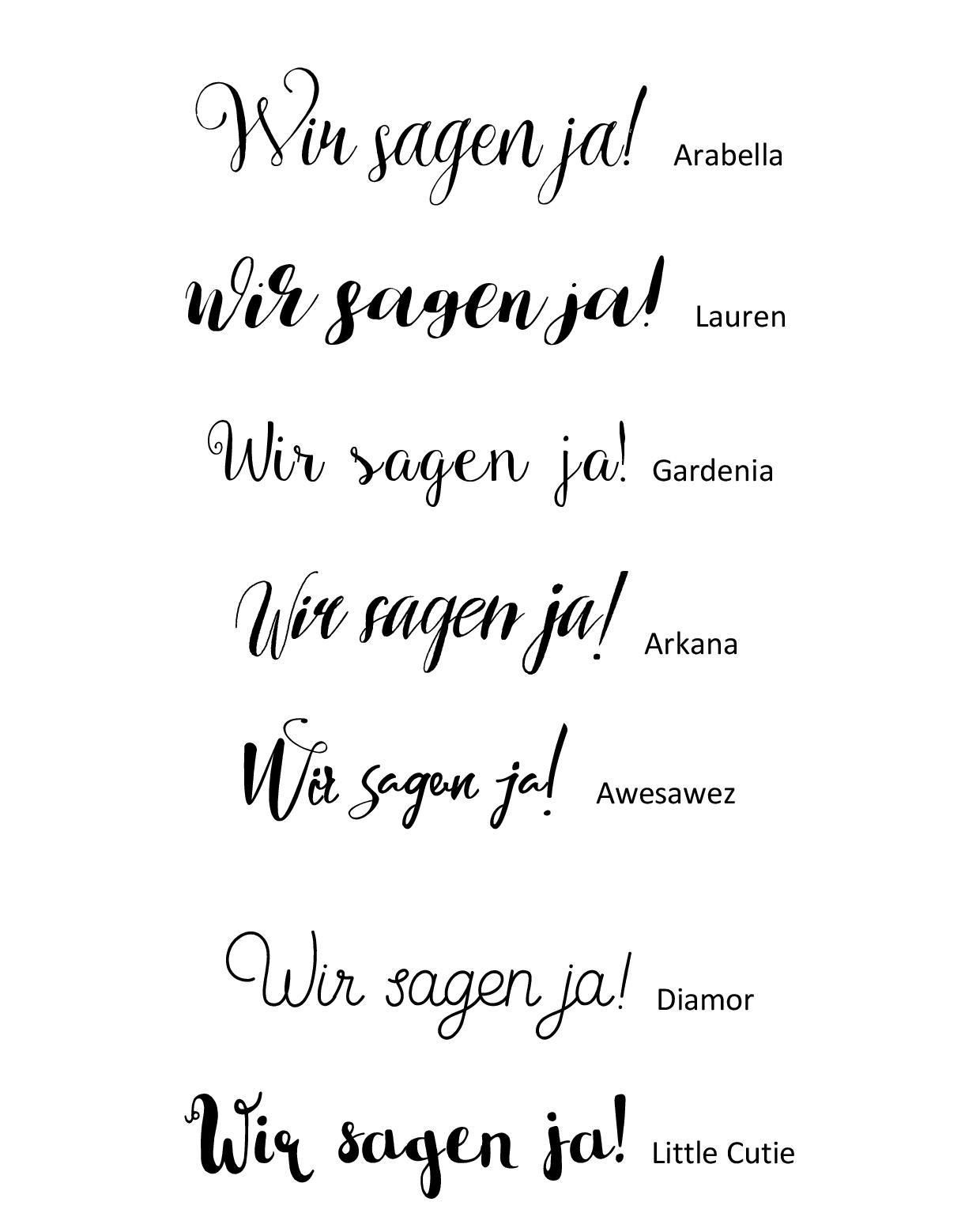 Schriftarten Hochzeit
 Diese schicken Schriftarten passen sehr gut zur Hochzeit