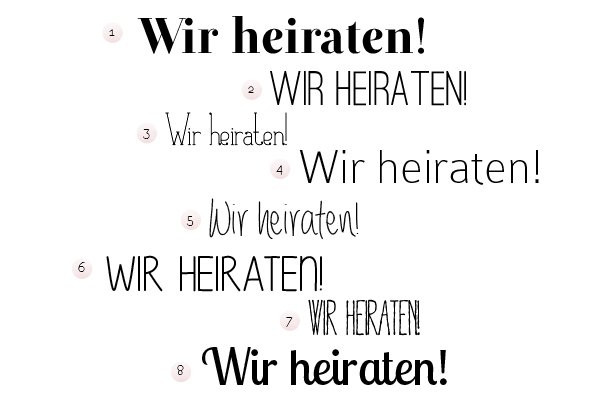 Schriftarten Hochzeit
 Schriftarten für Hochzeitseinladung Fräulein K