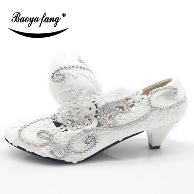 Schuhe Hochzeit Braut
 line BaoYaFang Weiße blume kristall frauen hochzeit