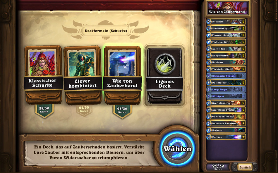 Schurken Deck
 Hearthstone – fizielle munityseite