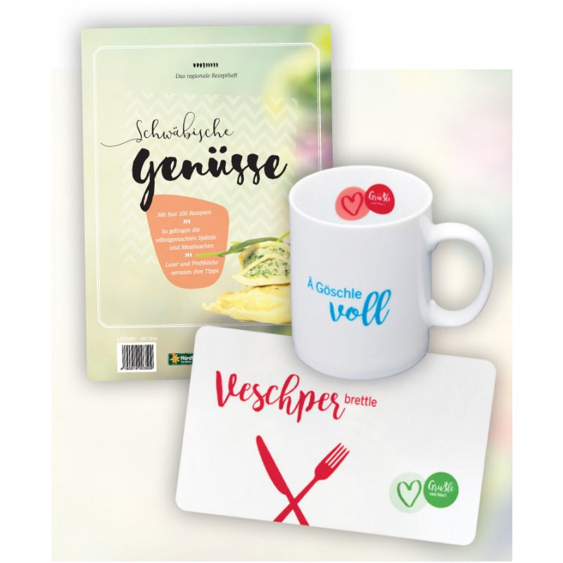 Schwäbische Geschenke
 Geschenk Set Schwäbische Genüsse Tasse und Veschperbrett