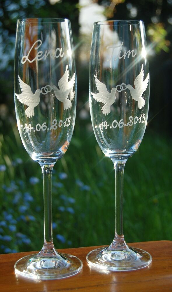 Sektgläser Hochzeit
 2 Sektgläser Gläser Hochzeit Hochzeitsgläser Tauben Ringe