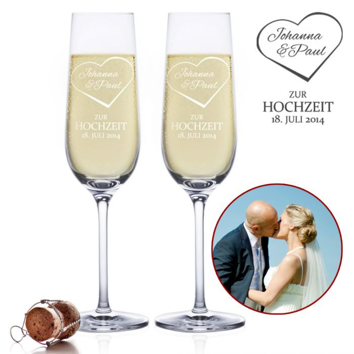 Sektgläser Hochzeit
 Sektgläser zur Hochzeit Herz Gravur mit Namen des Brautpaars