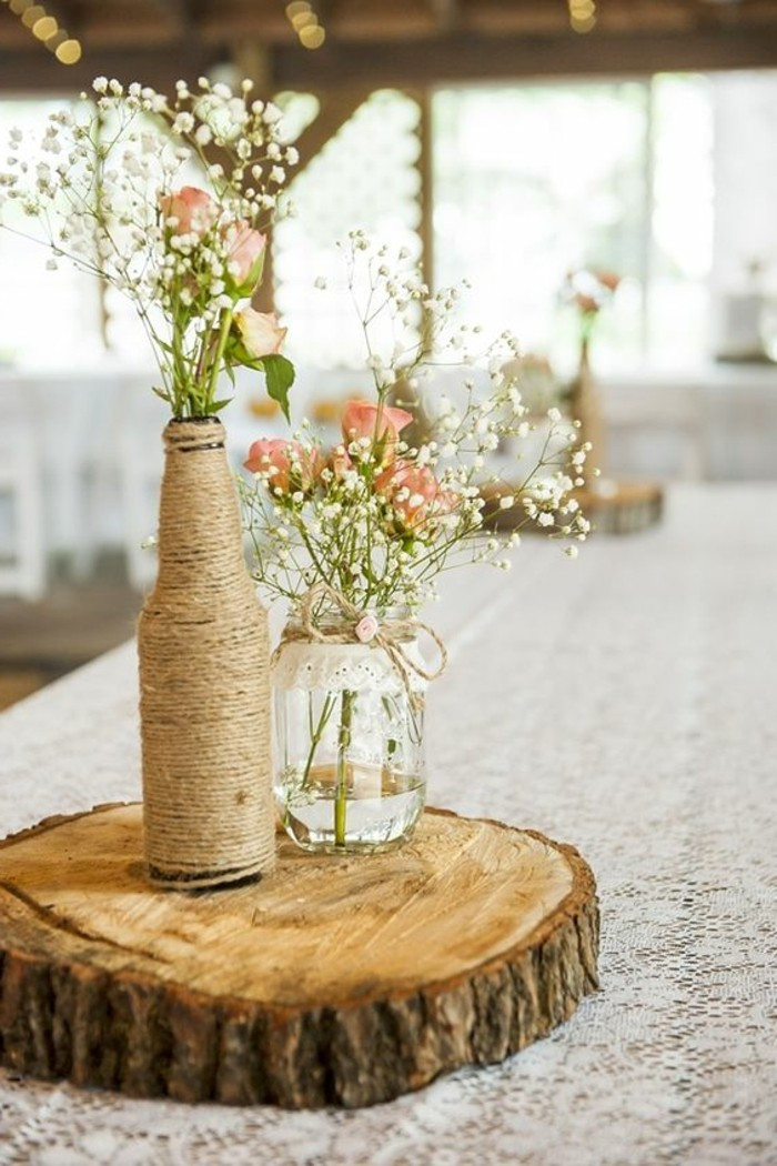 Sektgläser Hochzeit Selber Gestalten
 Tischdeko mit Holz gemütliche Atmosphäre zum Feiern