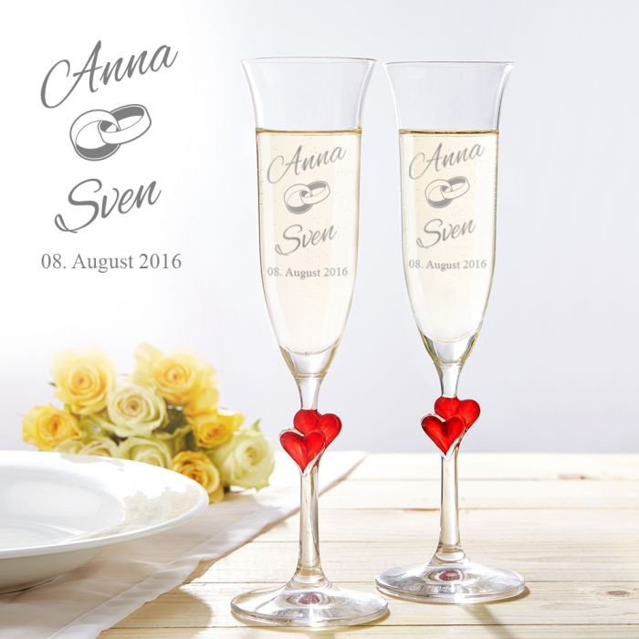Sektgläser Hochzeit
 Herzen Sektgläser zur Hochzeit mit Wunschnamen graviert