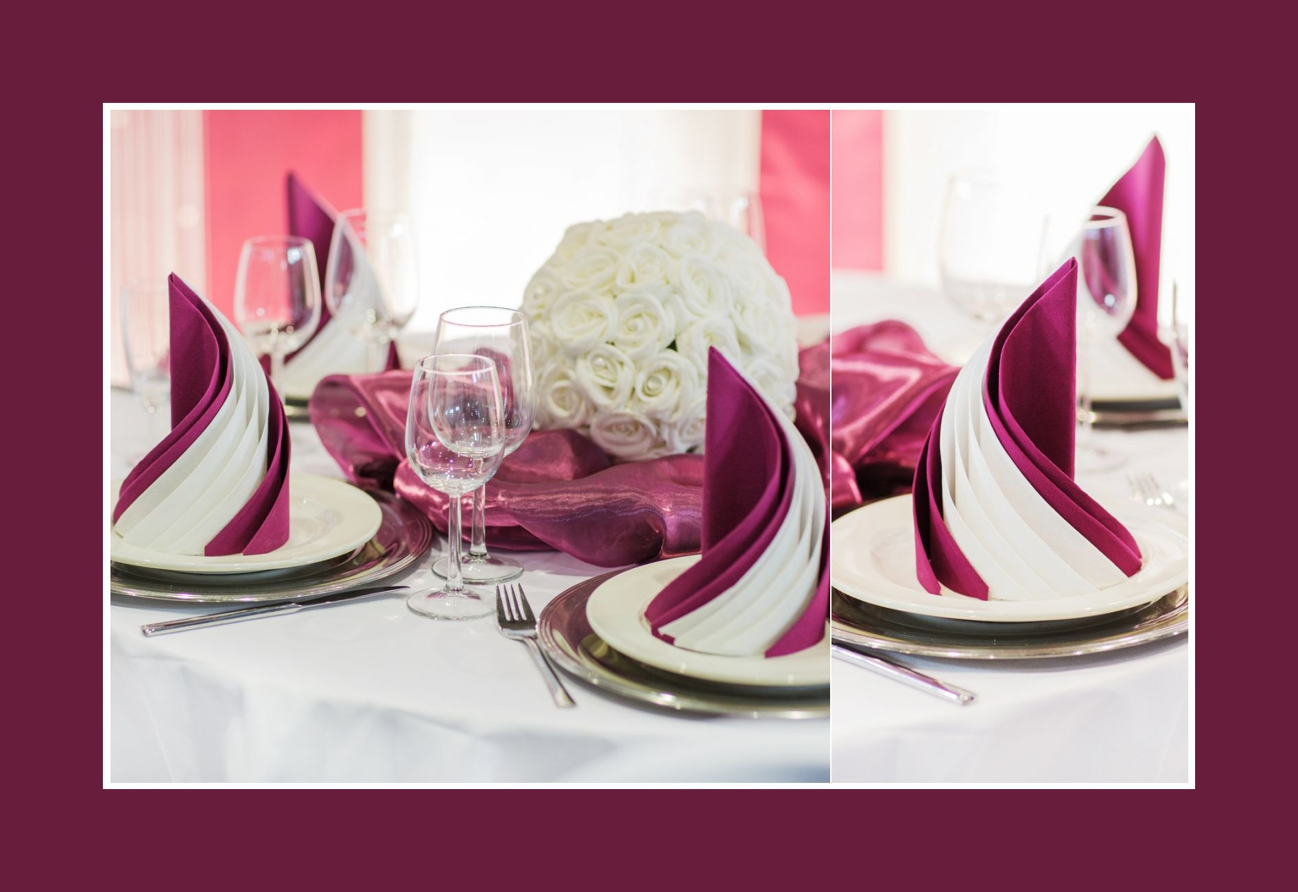 Servietten Falten Hochzeit
 Zwei Servietten miteinander falten Servietten in Bordeaux