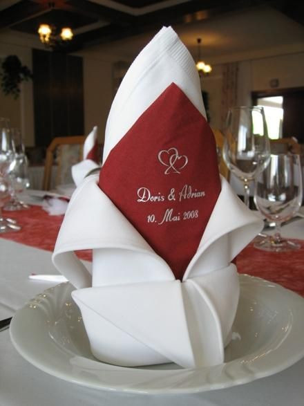 Servietten Falten Hochzeit
 deko