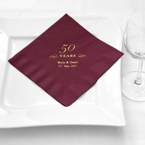 Servietten Goldene Hochzeit
 Servietten personalisiert 50 YEARS Goldene Hochzeit 100