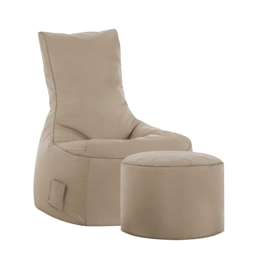 Sessel Beige
 Sessel Sitzsack Maximum in Beige mit Hocker