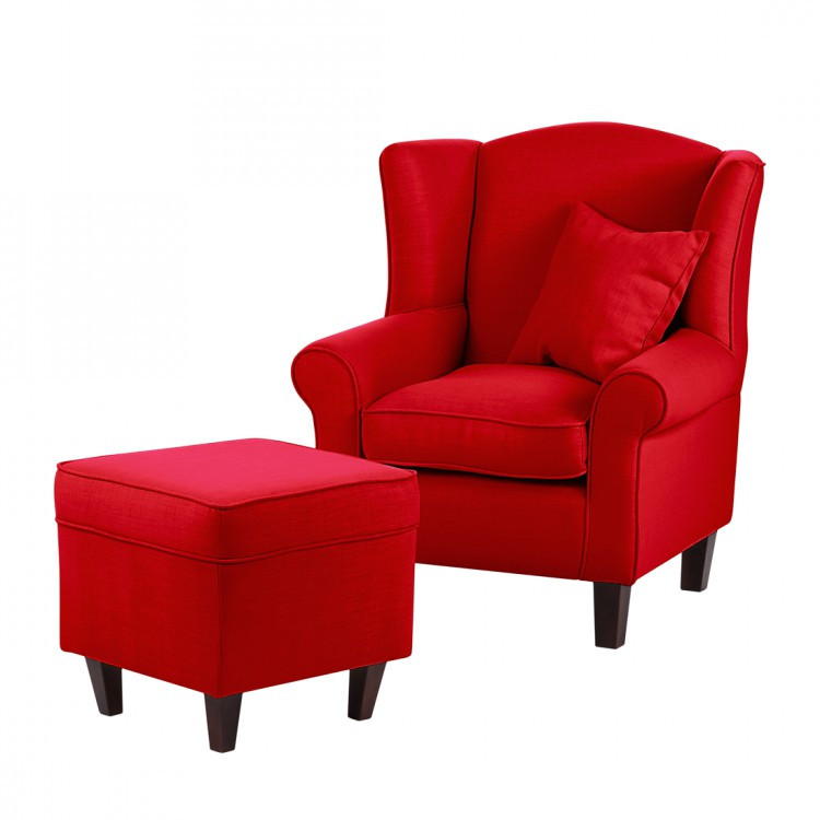 Sessel Rot
 Sessel Colmar mit Hocker Webstoff Rot online kaufen