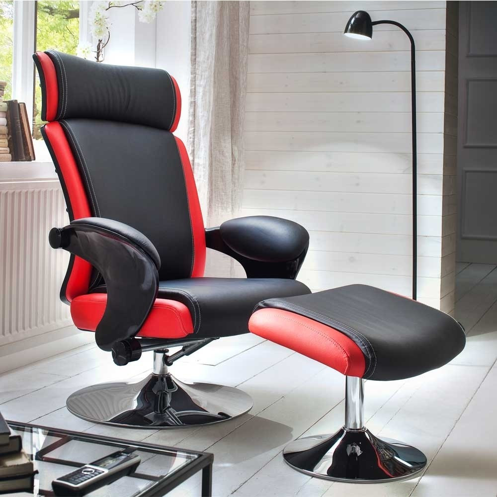 Sessel Schwarz
 Design Sessel Verolia in Schwarz Rot mit Hocker