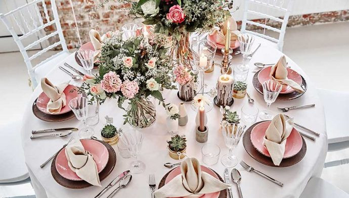 Showeinlage Für Hochzeit Ideen
 Tischdeko zur Hochzeit Deko in Rosa und Naturtönen