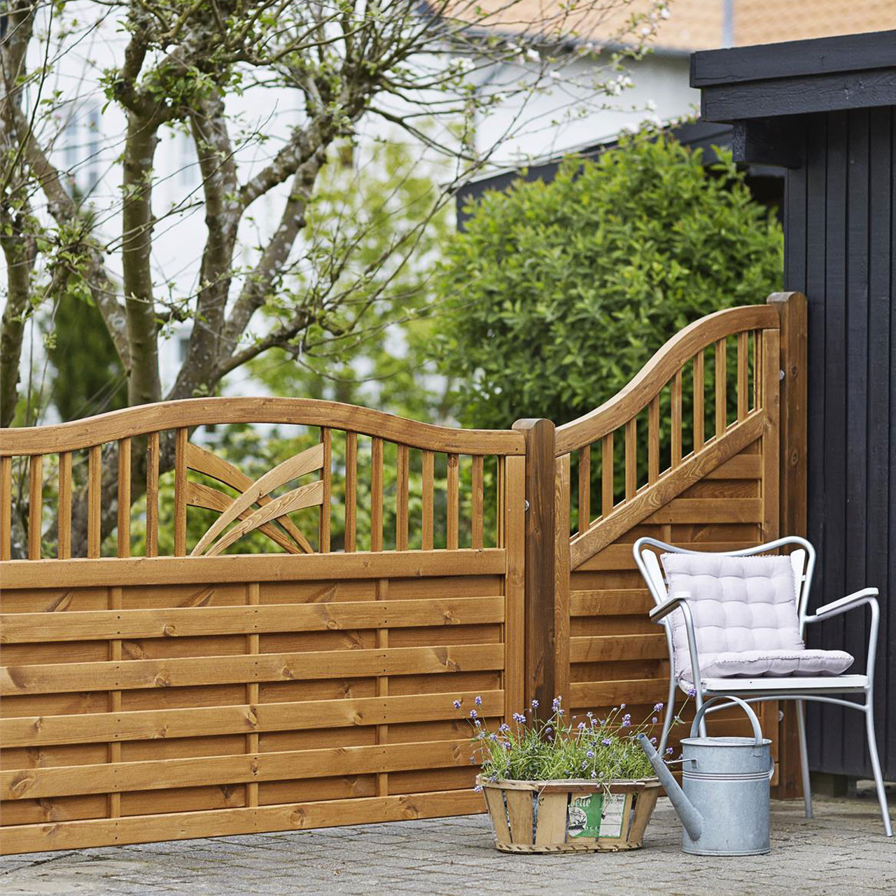 Sichtschutz Terrasse Holz
 Holz Sichtschutz Zaun Ronda teak