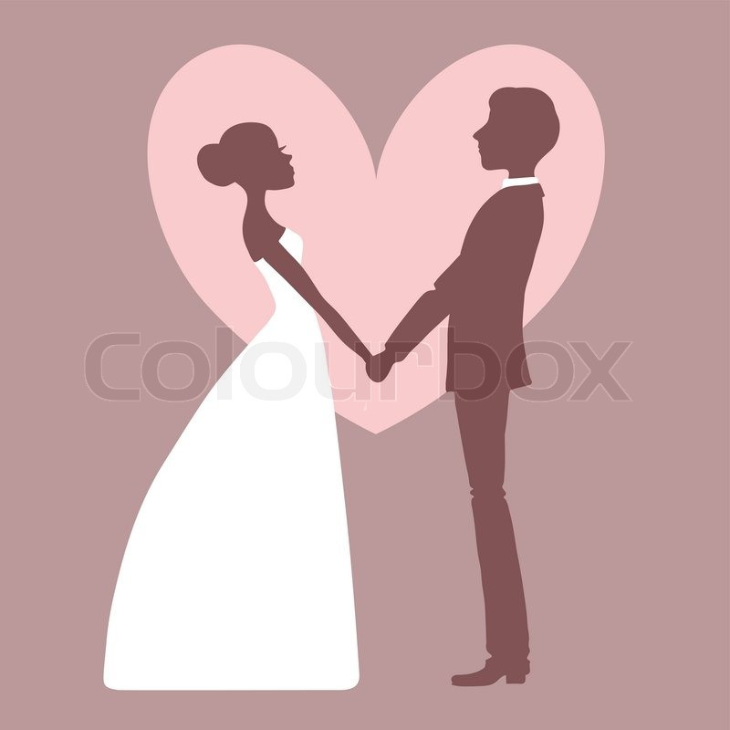 Silhouette Hochzeit
 Einladung zur Hochzeit Silhouette der Braut und Bräutigam