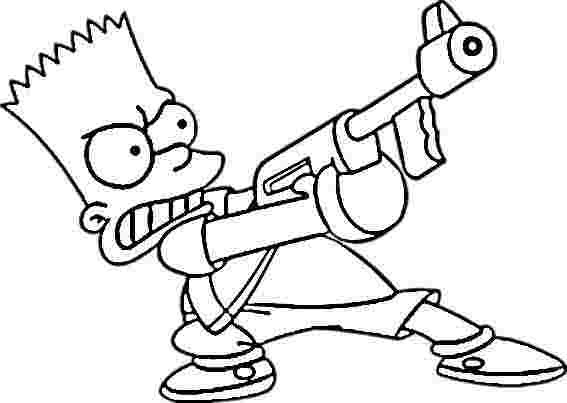Simpsons Ausmalbilder
 Bart Simpson con mitragliatore disegno da colorare