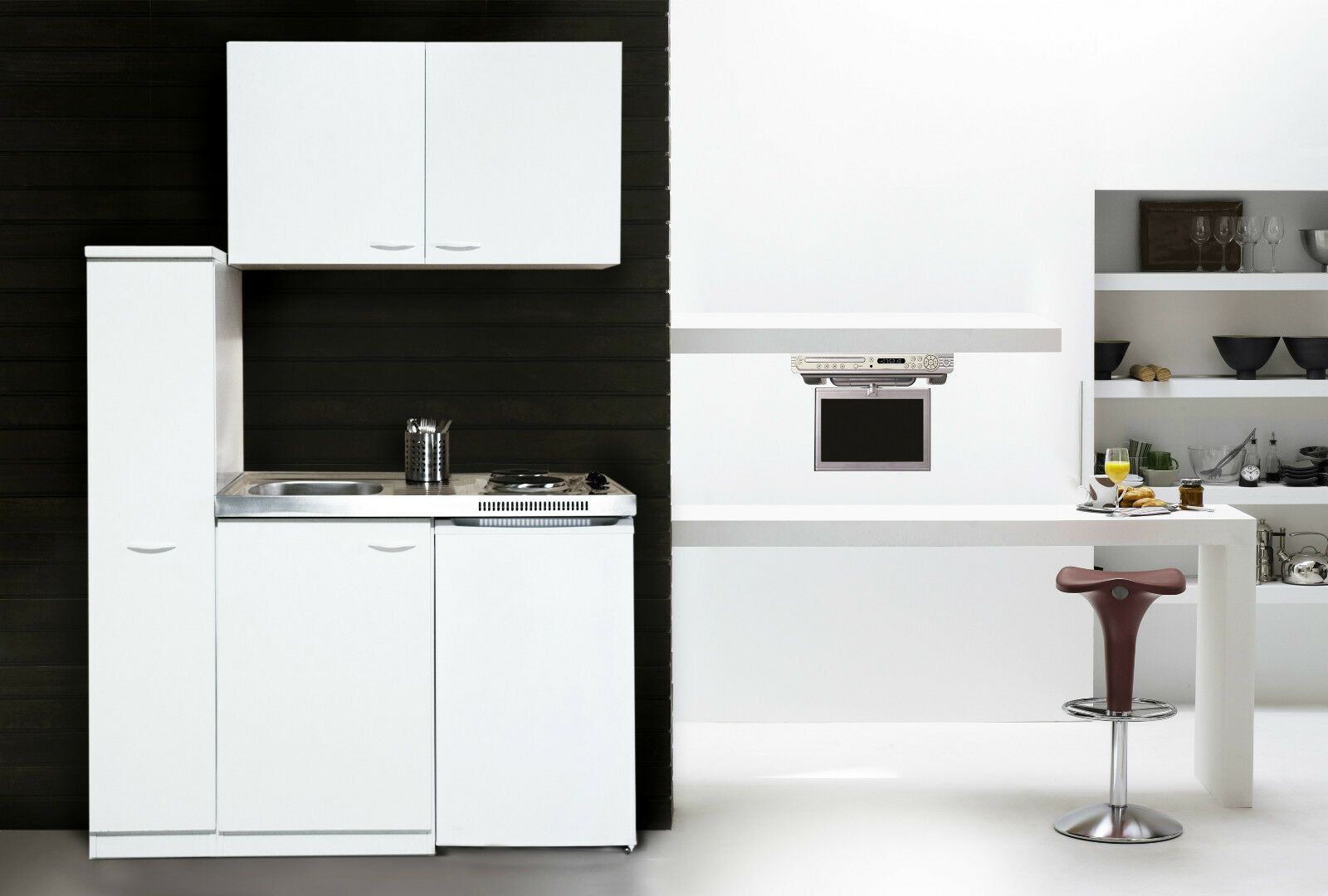 Single Küche
 respekta Mini Pantry Single Küche 130 cm weiss mit