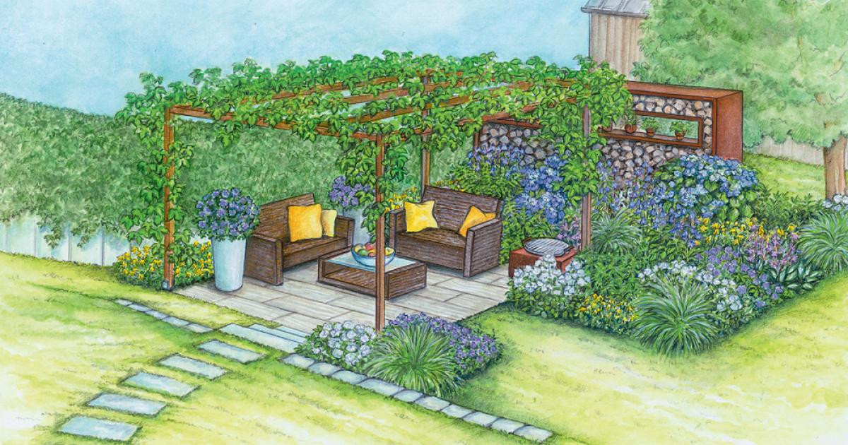 Sitzplatz Garten
 Gestaltungsvorschläge für einen Sitzplatz unter Weinreben