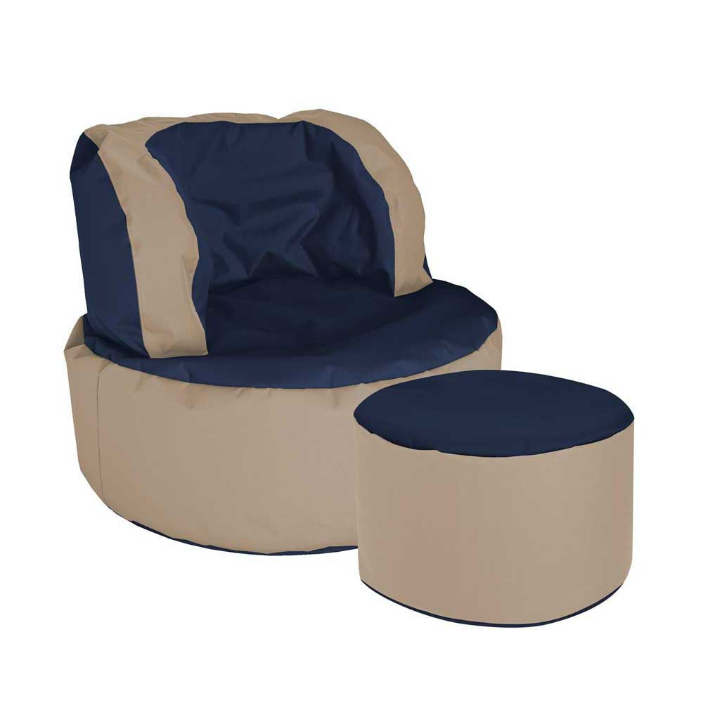 Sitzsack Sessel
 Sessel Sitzsack Klever in Blau Beige mit Hocker Pharao24