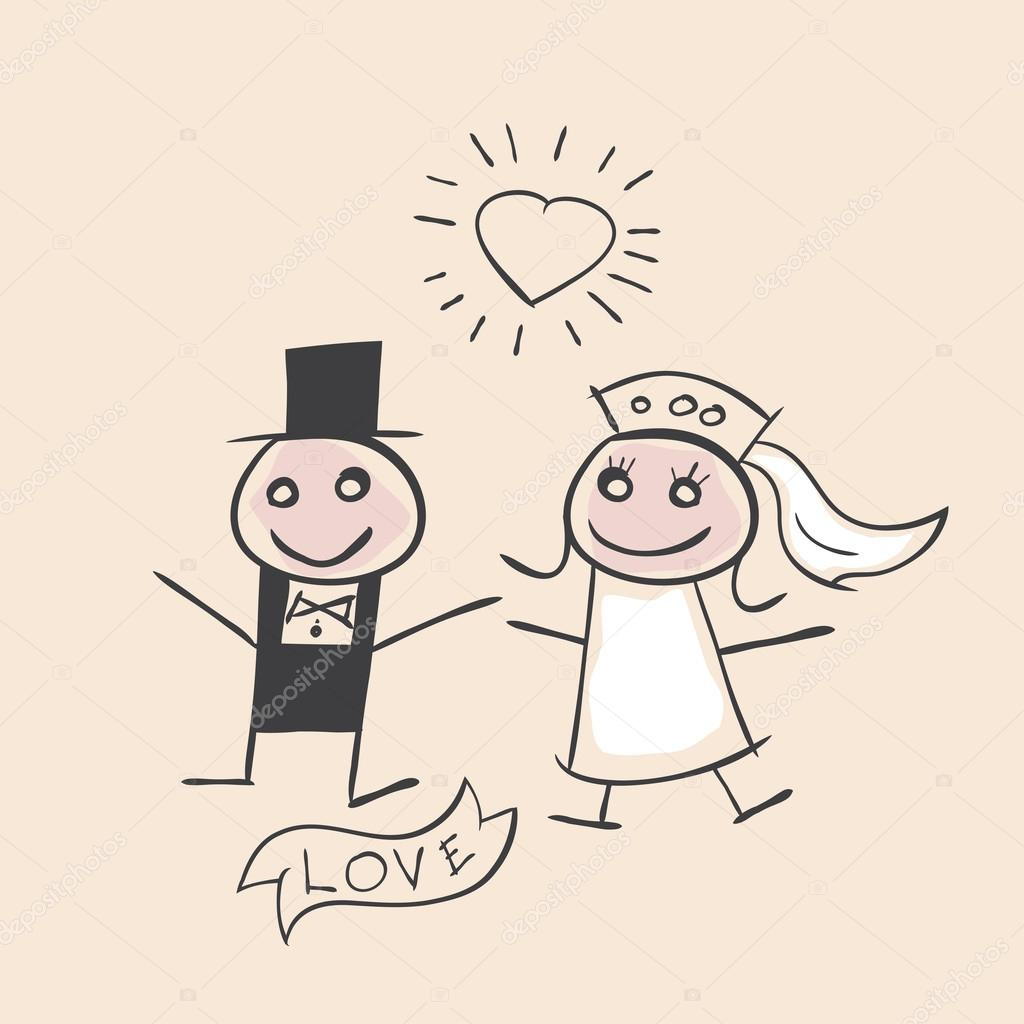 Sketch Hochzeit Altes Ehepaar
 małżeństwa ślub szkic doodle clipart — Grafika wektorowa