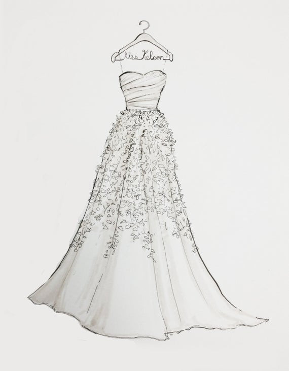 Sketch Hochzeit
 Benutzerdefinierte Hochzeit Kleid Skizze von DrawtheDress