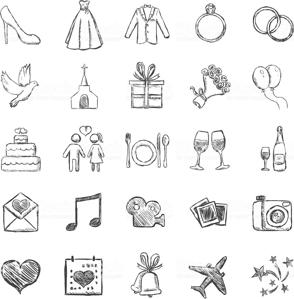 Sketch Hochzeit
 Vector Set Sketch Weddings Icons stock vector art