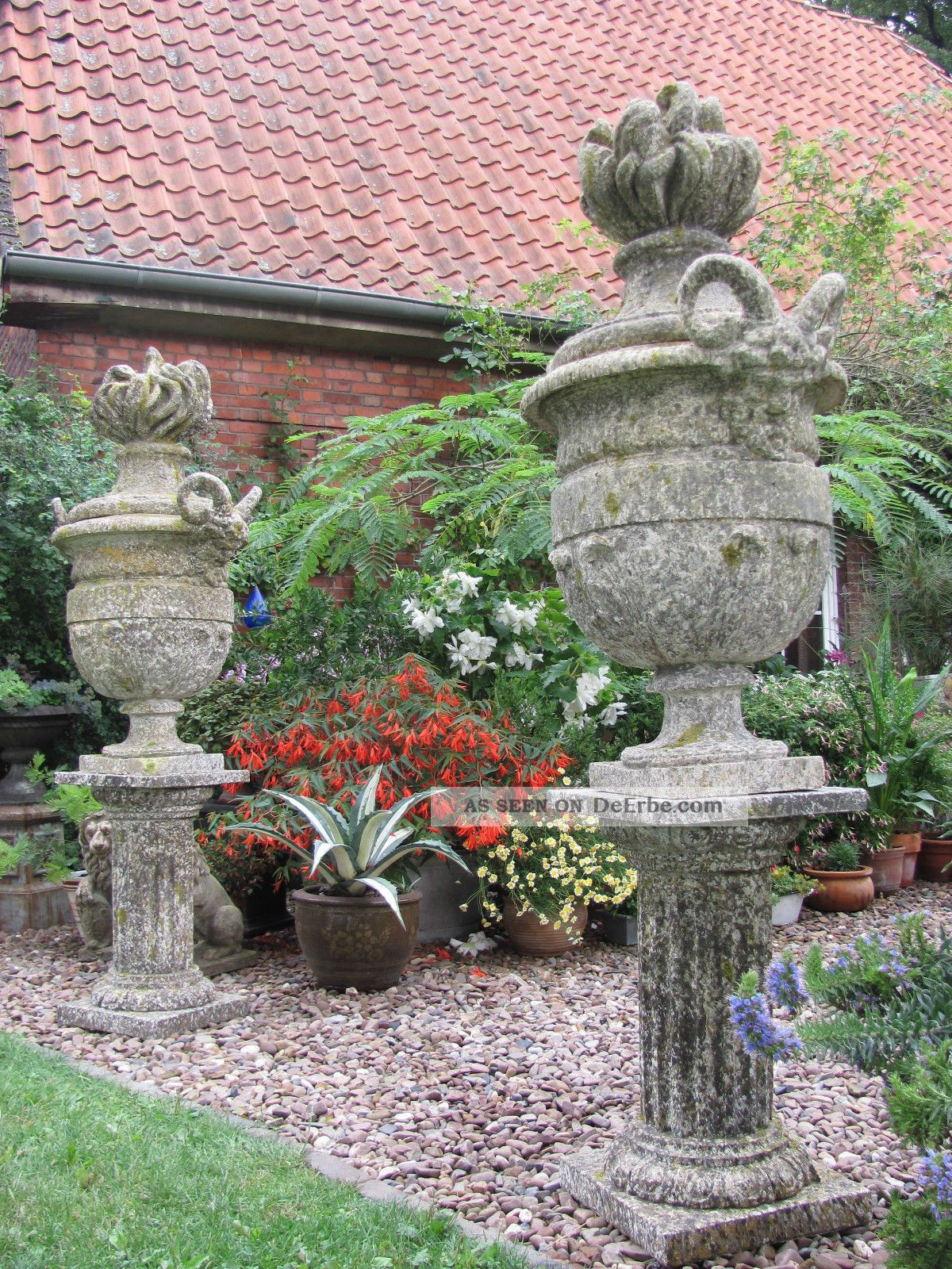 Skulptur Garten
 Frankreich Große Park Vase Säule Widder Köpfe Deckel Vase