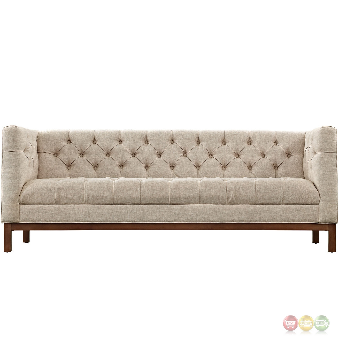 Sofa Beige
 Panache Vintage Square Button tufted Upholstered Sofa Beige