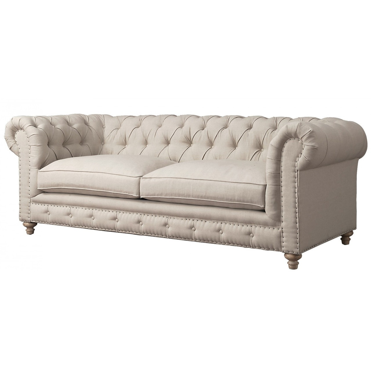 Sofa Beige
 Oxford Beige Linen Upholstered Chesterfield Sofa