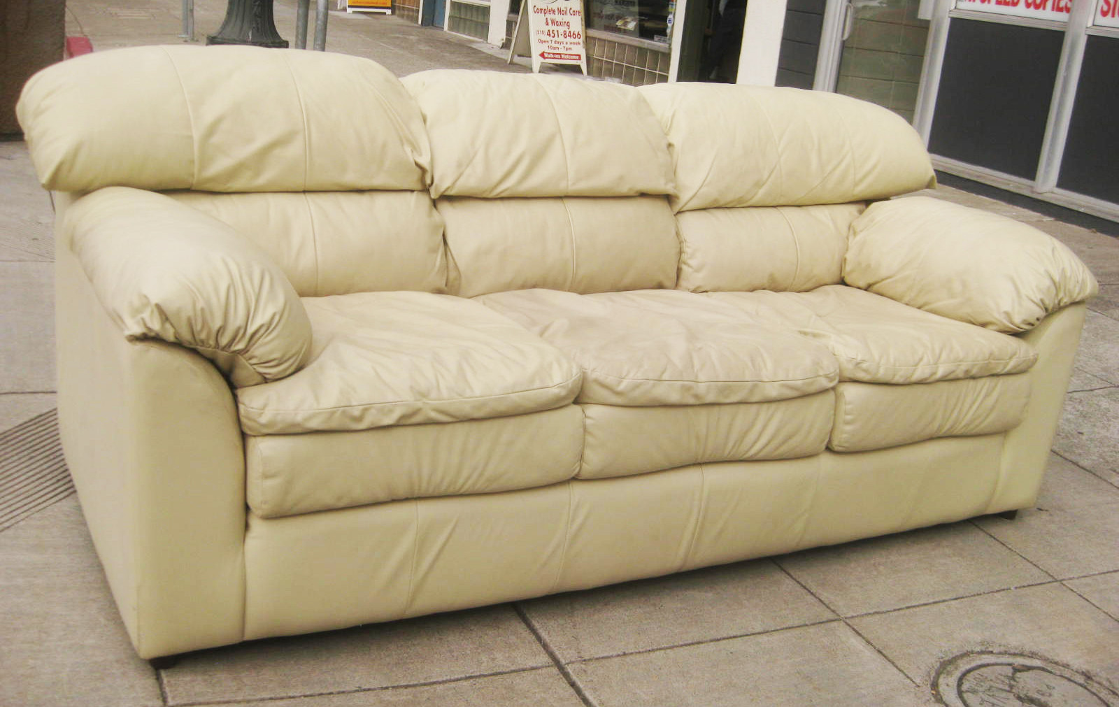 Sofa Beige
 UHURU FURNITURE & COLLECTIBLES SOLD Beige Leather Sofa