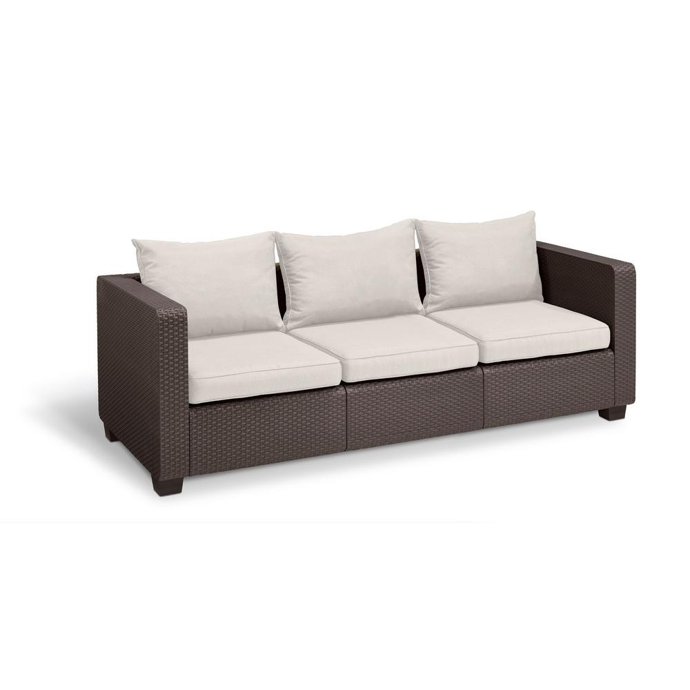 Sofa Depot
 Keter Salta Brown Resin 3 Seat Plastic Outdoor Sofa with