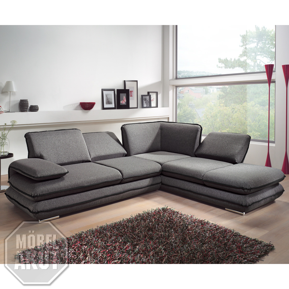 Sofa Grau
 ECKSOFA TURNER SOFA WOHNLANDSCHAFT GRAU SCHWARZ