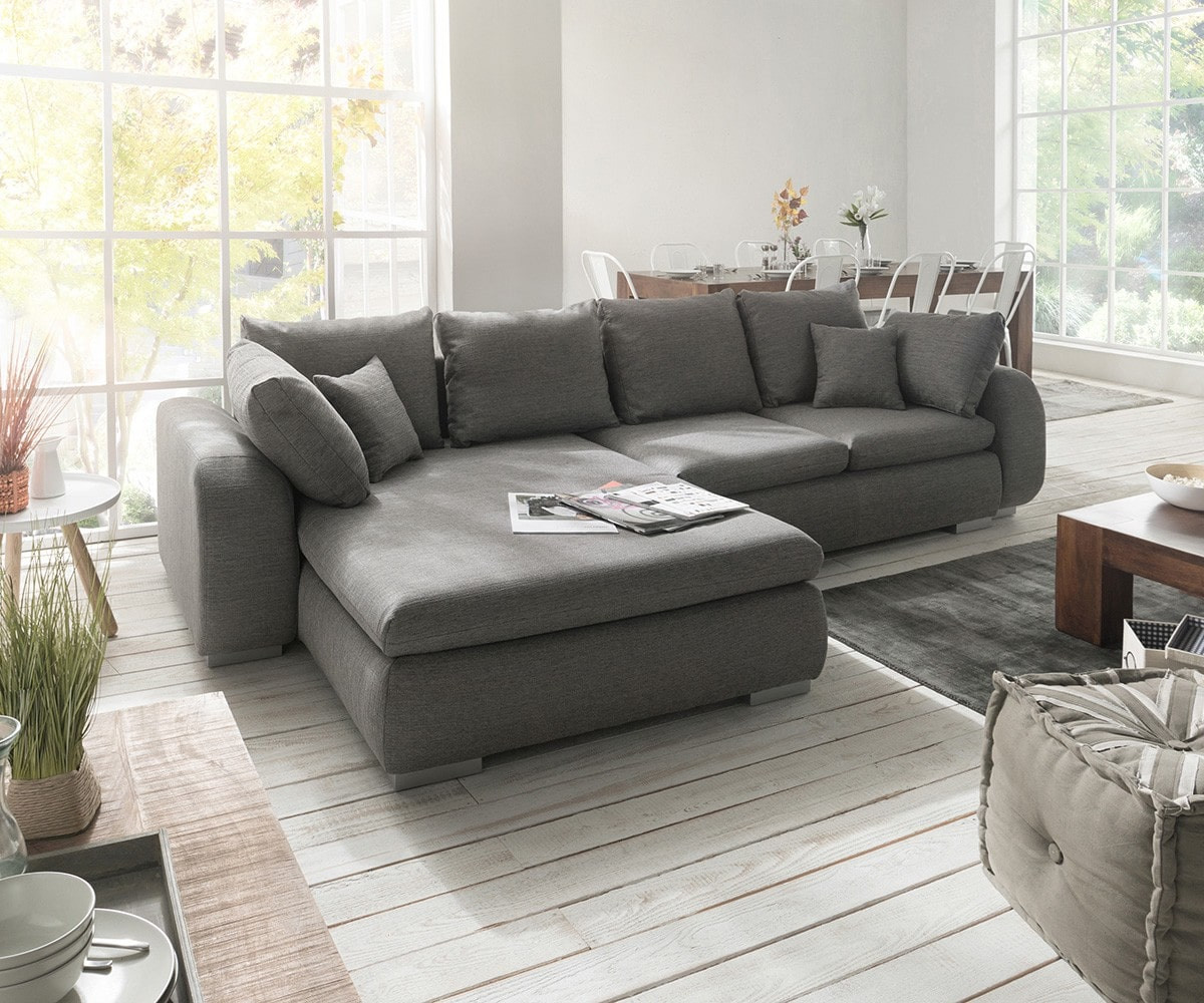 Sofa Grau
 Ecksofa Maxie 330x178 cm Grau mit Schlaffunktion Möbel