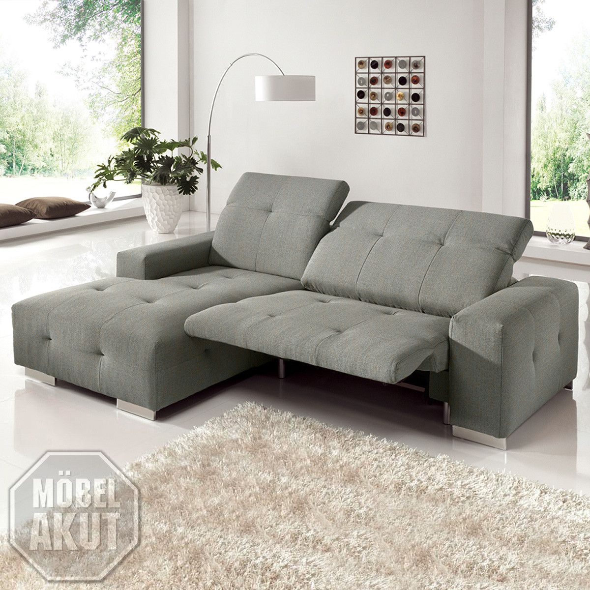 Sofa Grau
 ECKSOFA FRANCISCO SOFA GRAU SAND MIT ELEKTRISCHER