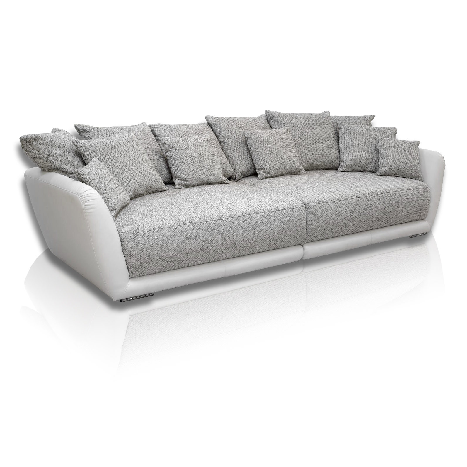 Sofa Grau
 Big Sofa weiß grau inklusive Kissen