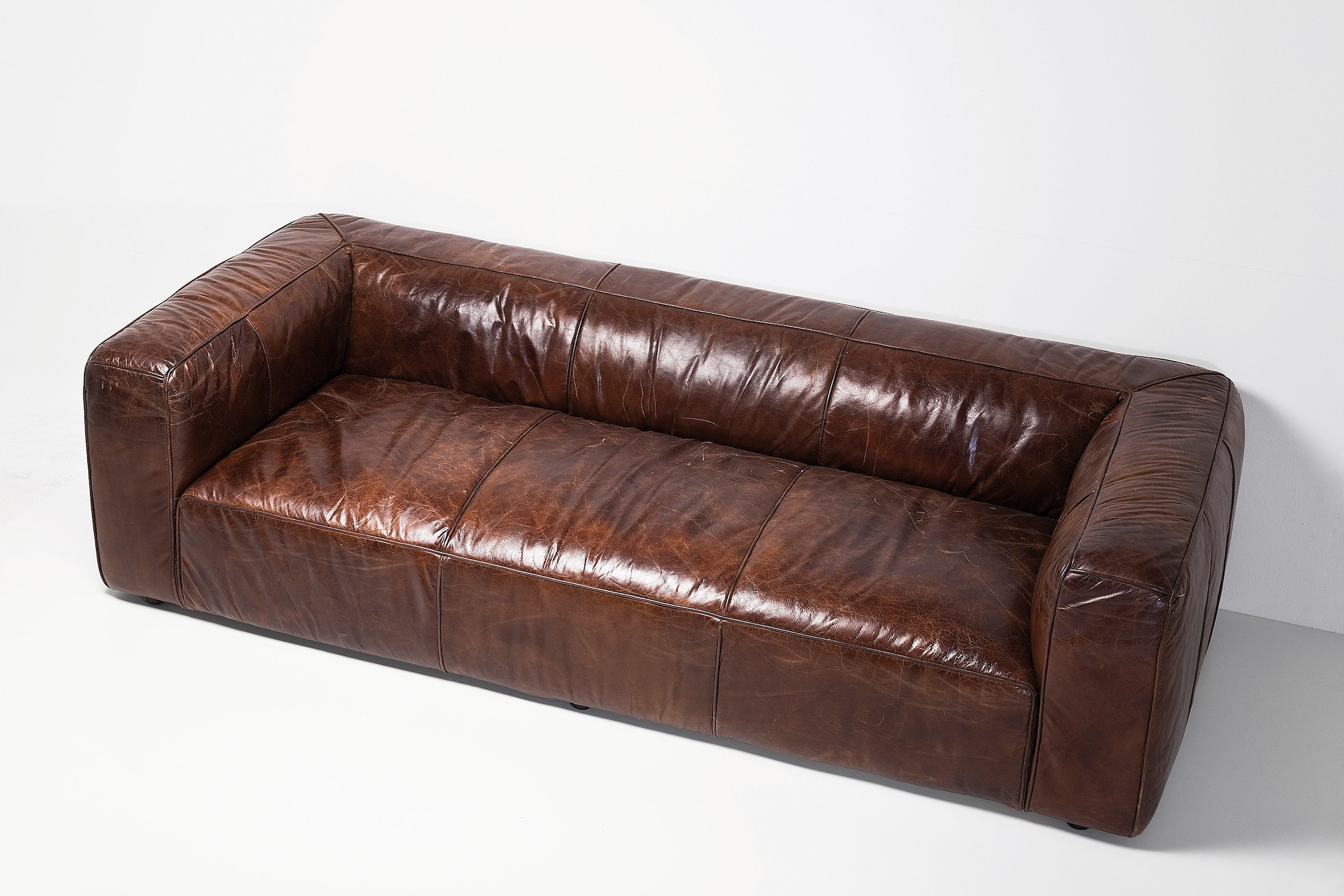 Sofa Leder
 DeWall Sofa Cubetto Leder braun 3 Sitzer Rindsleder