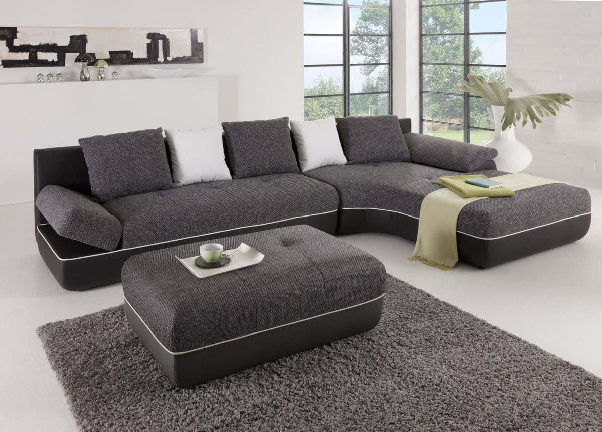 Sofa Mit Schlaffunktion
 Ecksofa Felipa 355x210 Schwarz Couch mit Schlaffunktion