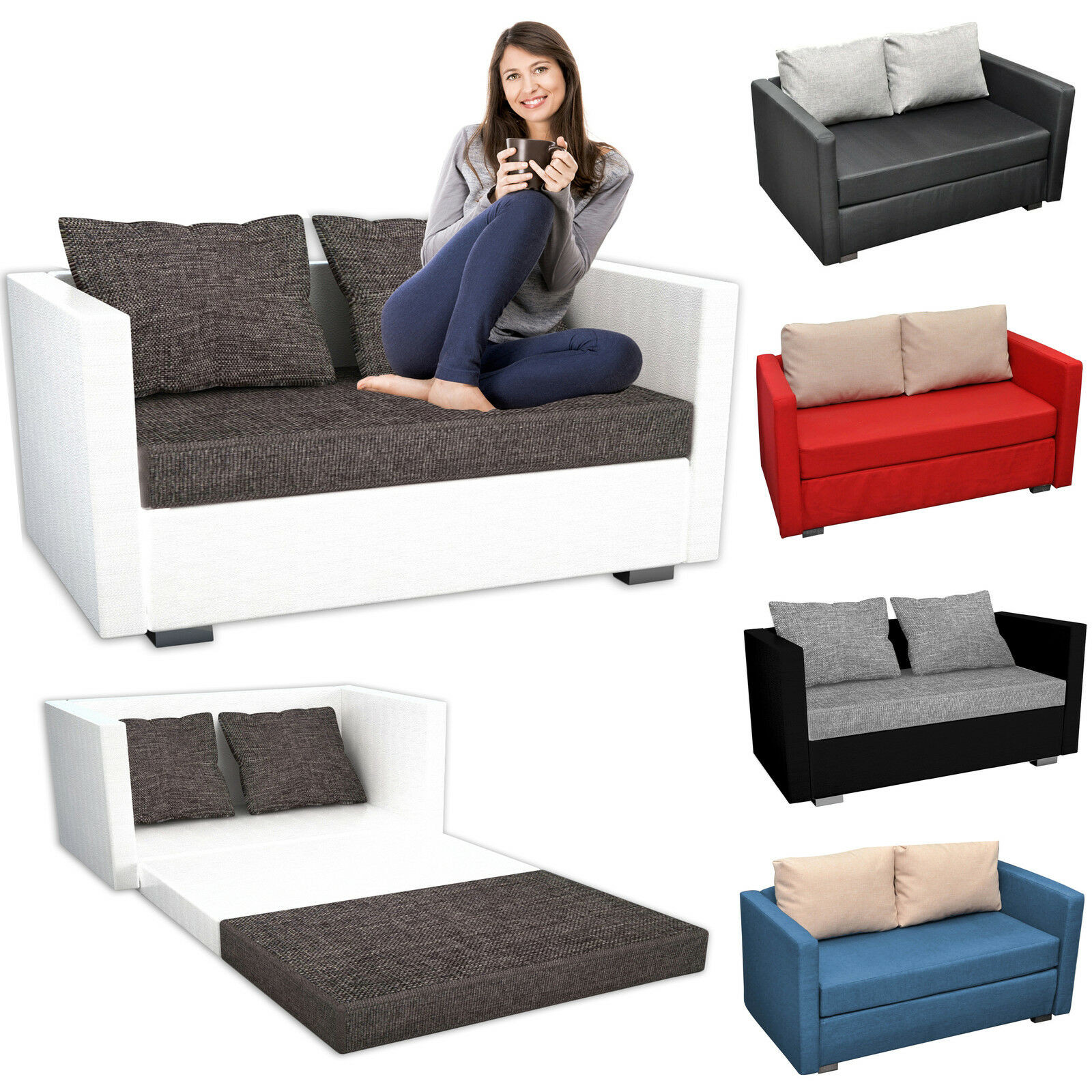 Sofa Mit Schlaffunktion
 VCM 2ER Schlafsofa Sofabett Couch Sofa mit Schlaffunktion